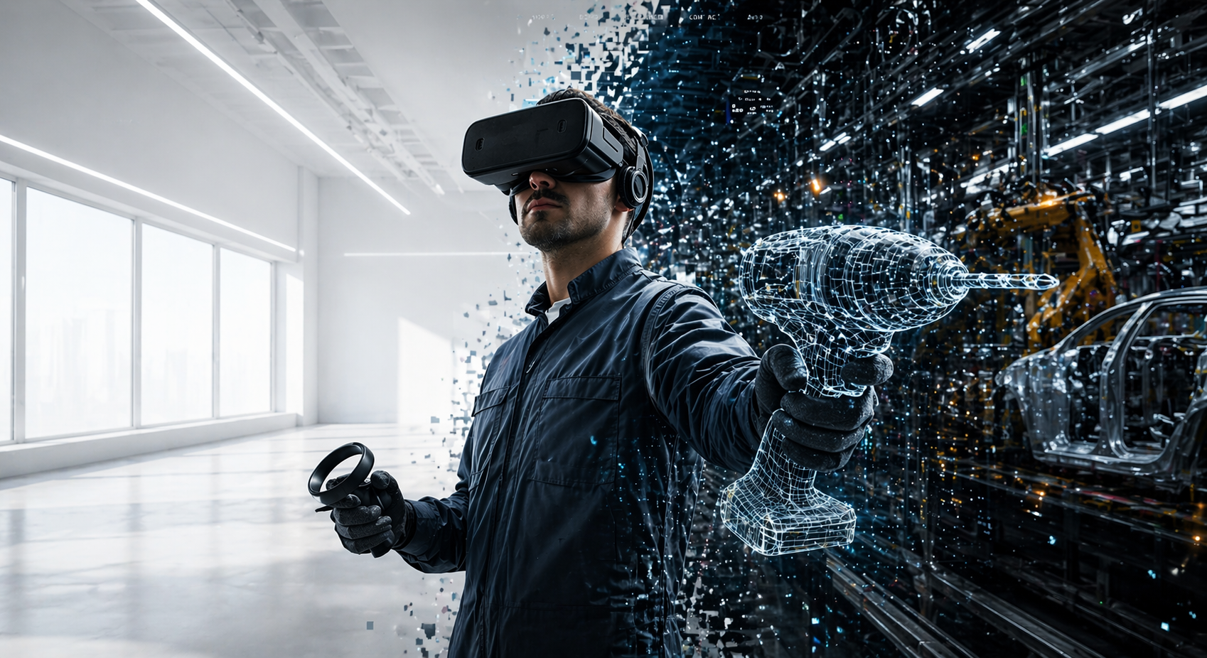 XR worker on factory floor